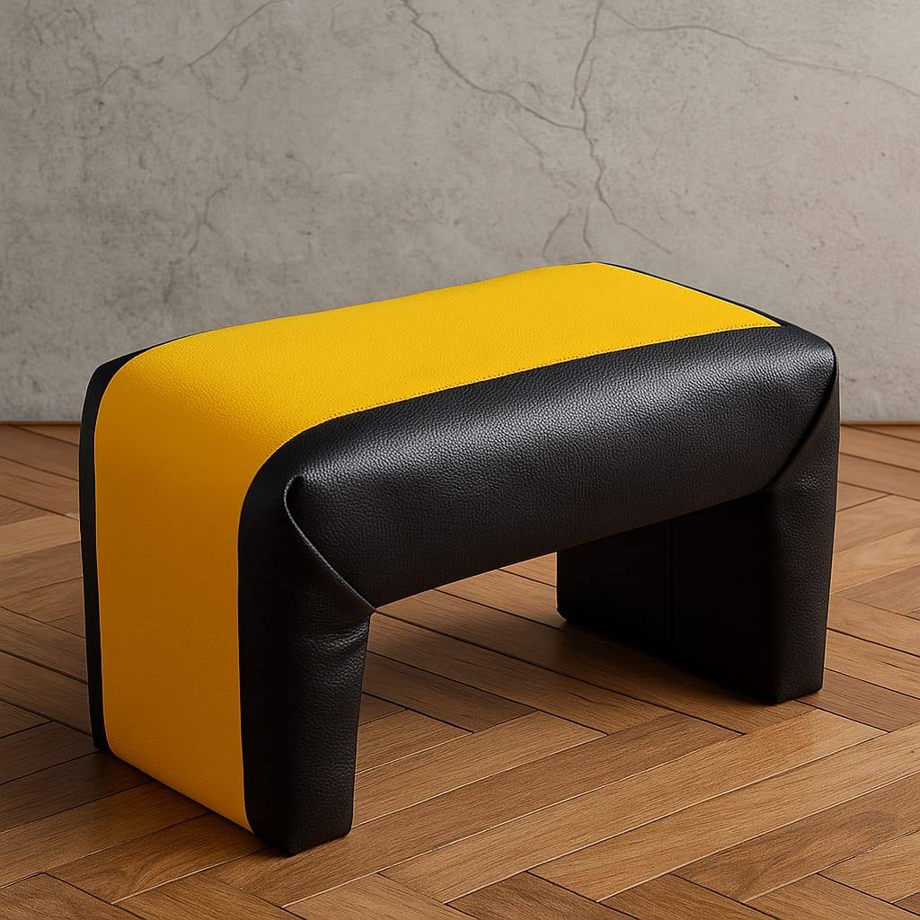 Kursi Jongkok Bahan Kayu Solid ll HITAM KUNING