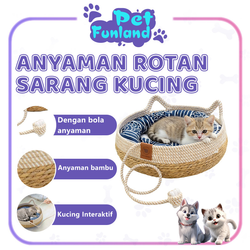 Tempat Tidur Kucing Tempat Tidur Anjing Rotan Cat Bed Tempat Tidur Tempat Tidur Kucing