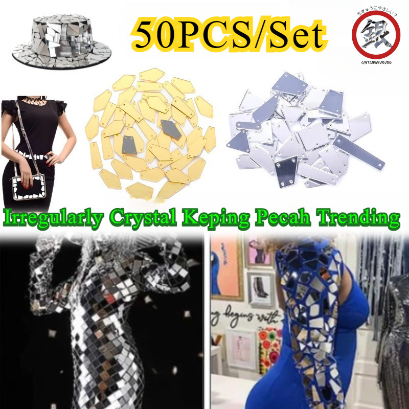 50PCS/Set  Kristal Jahit Akrilik/ Bahan DIY Kristal/ Diamond Jahit Bahan/ Jahit Kaca Payet/ Batu Kri