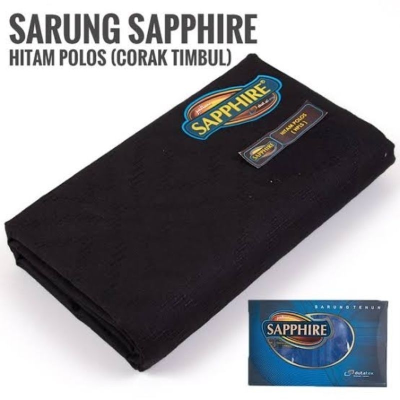 Sarung Sapphire Warna Hitam Polos Tumpal Dewasa Tenun Premium Halus Lembut Anti Kusut Luntur Nyaman 