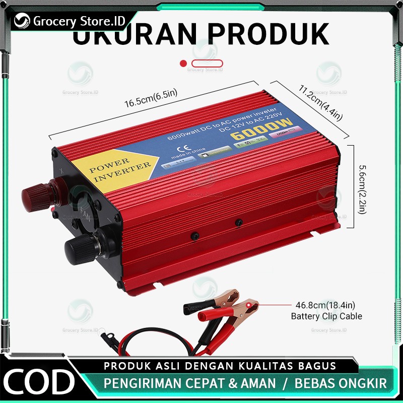 Inverter 6000 Watt Power Inverter DC AC Aki listrik Serbaguna Besaar 6000W Universal Inverter Mobil