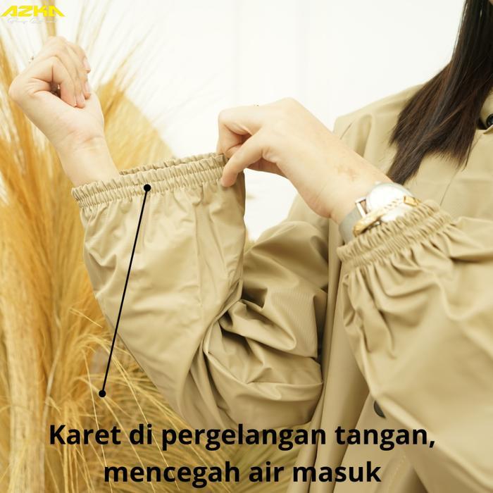 JAS HUJAN Azka Setelan Baju&Celana Bahan PVC Karet Tebal jas  hujan jas  hujan - Cream, M Terlaris