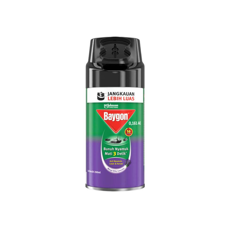 Baygon Pembasmi Nyamuk Aerosol Silky Lavender 200 ml