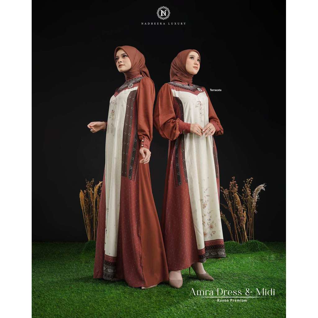 AMRA DRESS NADHEERA LUXURY MIDI NADHEERA LUXURY  GAMIS NADHEERA LUXURY  TERBARU BISA COD