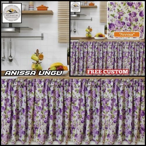 GROSIR!! Gorden Kolong Dapur ANNISA UNGU Kain Katun Premium