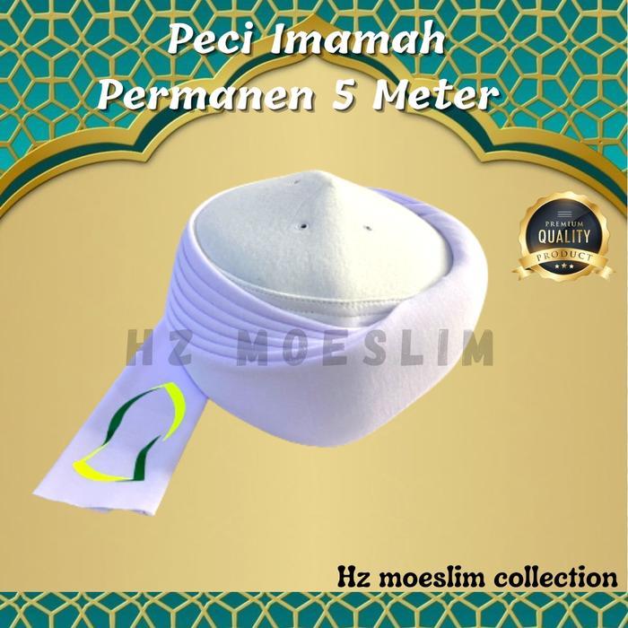 Promo Lebaran Peci Imamah Permanen 5 Meter Langsung Tinggal Pakai - (BISA COD) Muslim Kopiah Dewasa 