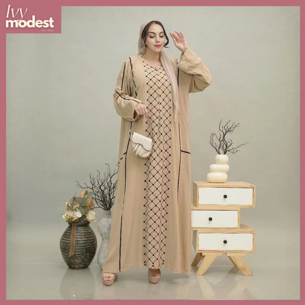 [IVY] Abaya Gamis Mewah Elegan Terbaru 2025 | Gamis Abaya Hitam Putih Mewah Elegan Lebaran 2026