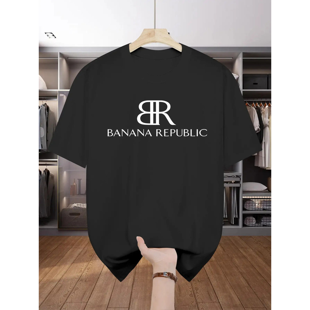 Kaos Grafis Banana Republic untuk Pria, Leher Bulat Santai, Lengan Pendek, Kaos Musim Panas Outdoor 