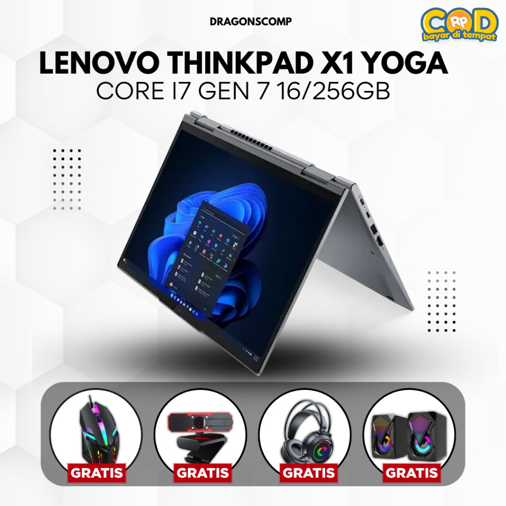 Laptop Lenovo Thinkpad X1 Yoga Core i7 Gen 7 Ram 16/256GB - Laptop Second Bergaransi