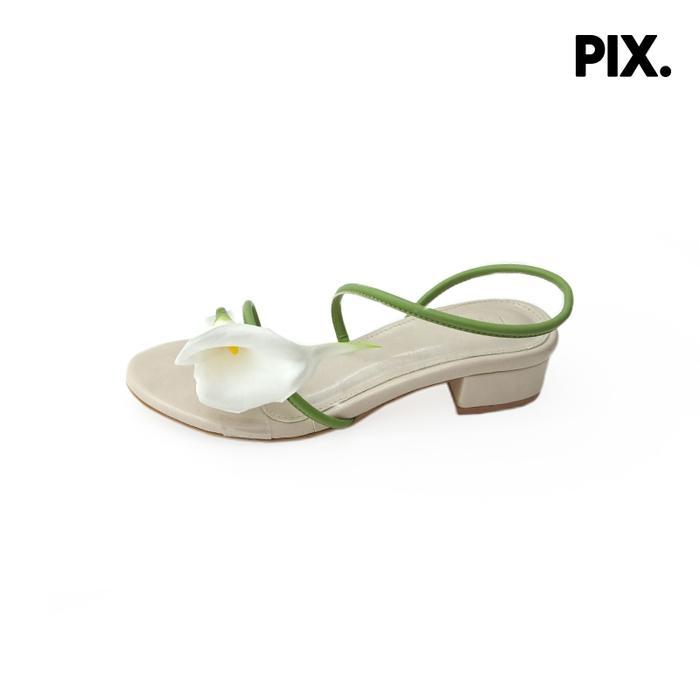 PROMO  Pixfootwear Lilydale Heel - Sepatu Hak Bunga Wanita - Ivory White 3cm, 35