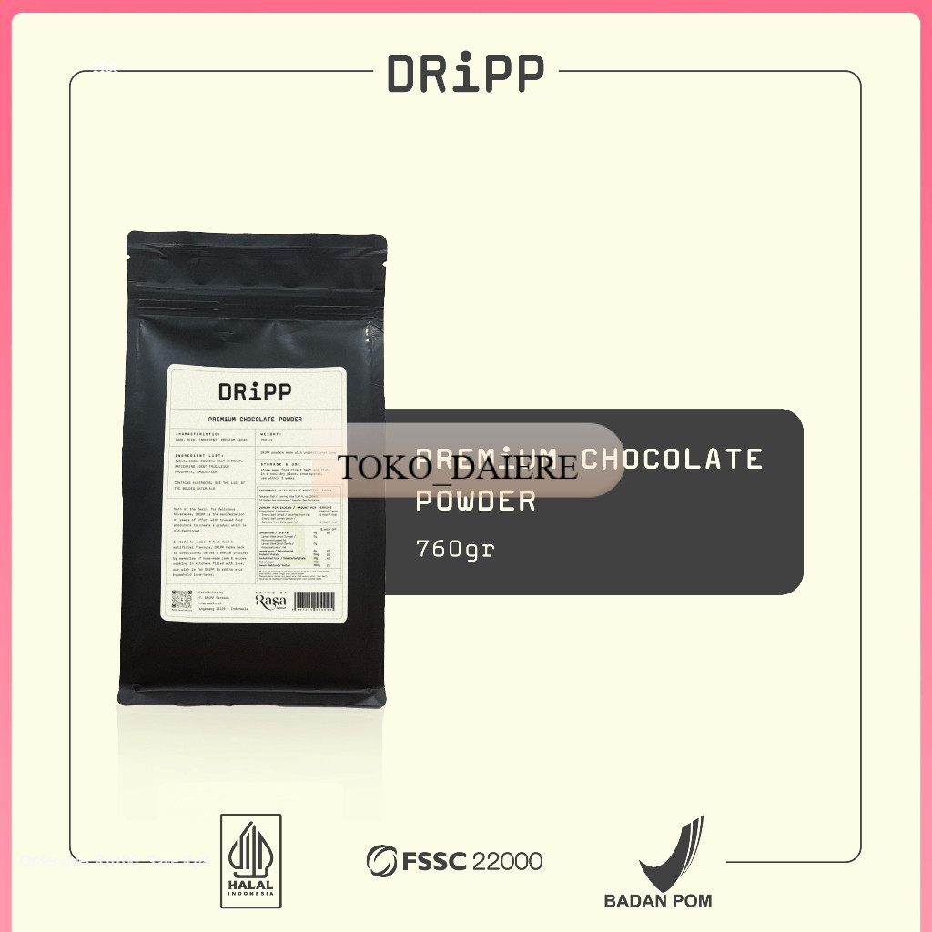 DRiPP Powder Premium Chocolate - Perasa Minuman Berbentuk Bubuk Coklat Untuk HORECA