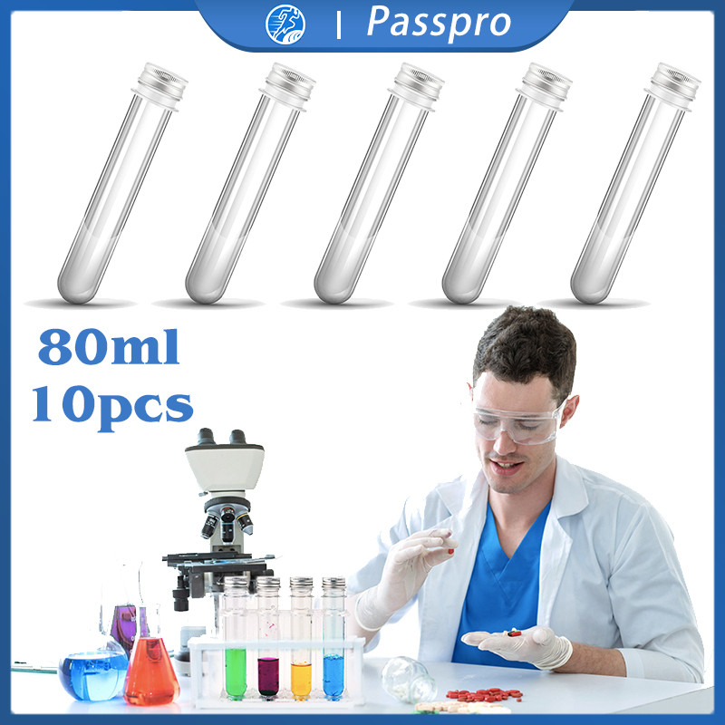 10pcs Tabung Reaksi Plastik Pet Tutup Aluminium 80ml Plastic Tube Test Tabung Souvenir Bunga Kering