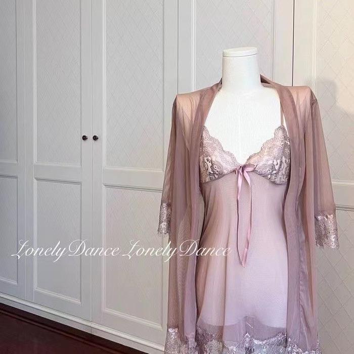 Missoofficial.id BT2152 Set Lingeri Kimono Renda + String One Set Korea Fashion Mini Dress Women Sle