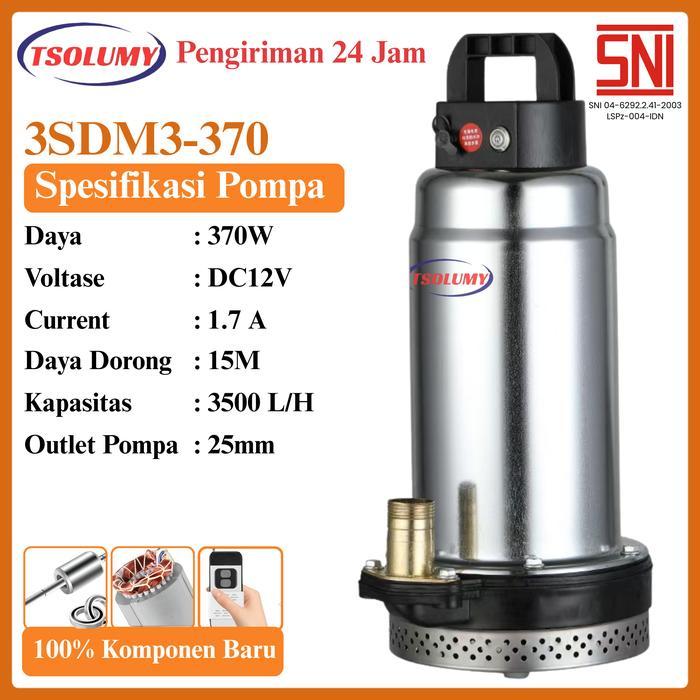 Tsolumy Pompa Celup Remot Control 3SDM3 370Watt/550Watt Otlet 25mm/50mm Rechargeable Submersible Pum