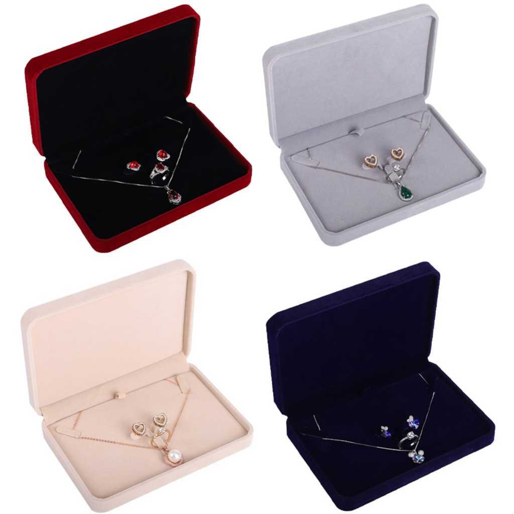 Kotak Set Perhiasan Beludru Set Kotak Kalung Anting Cincin Box Perhiasan Velvet Tempat Penyimpanan P