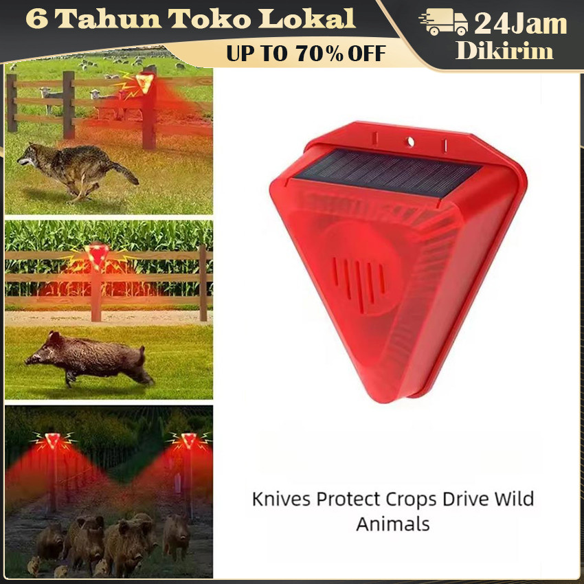 (TERBARU PROMO) ALARM SENSOR GERAK SOLAR PANEL ANTI MALING / LAMPU WARNING LIGHT LED SUARA KERAS
