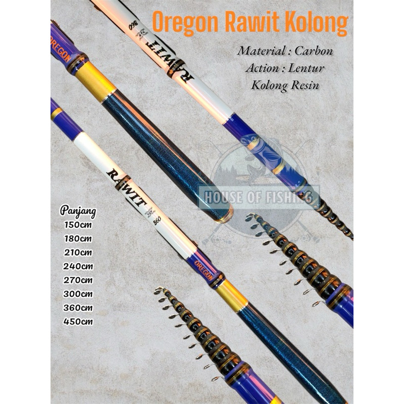 Joran Tegek Oregon Rawit Kolong Resin Lentur Carbon Panjang 180cm - 450cm / Tegek Microfishing Orego