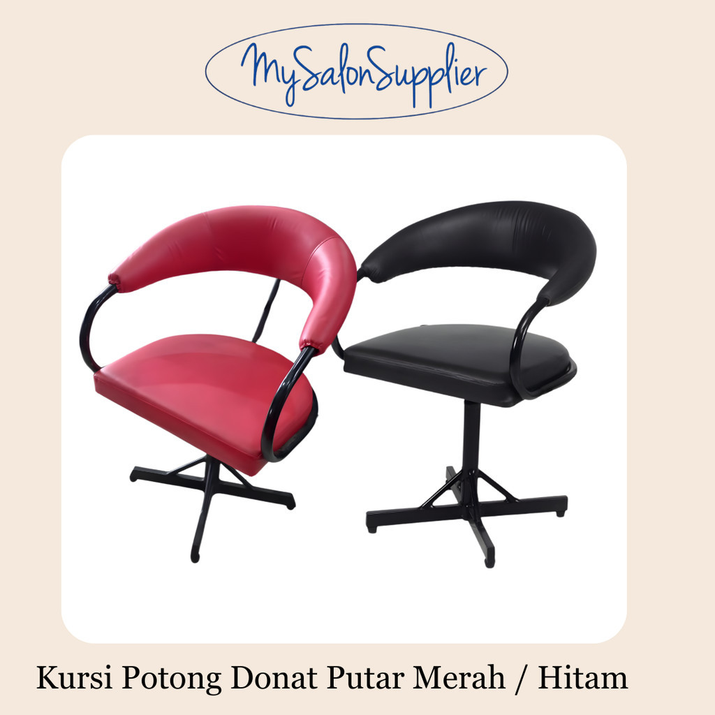 Kursi Potong Rambut Salon Donat Putar Hitam