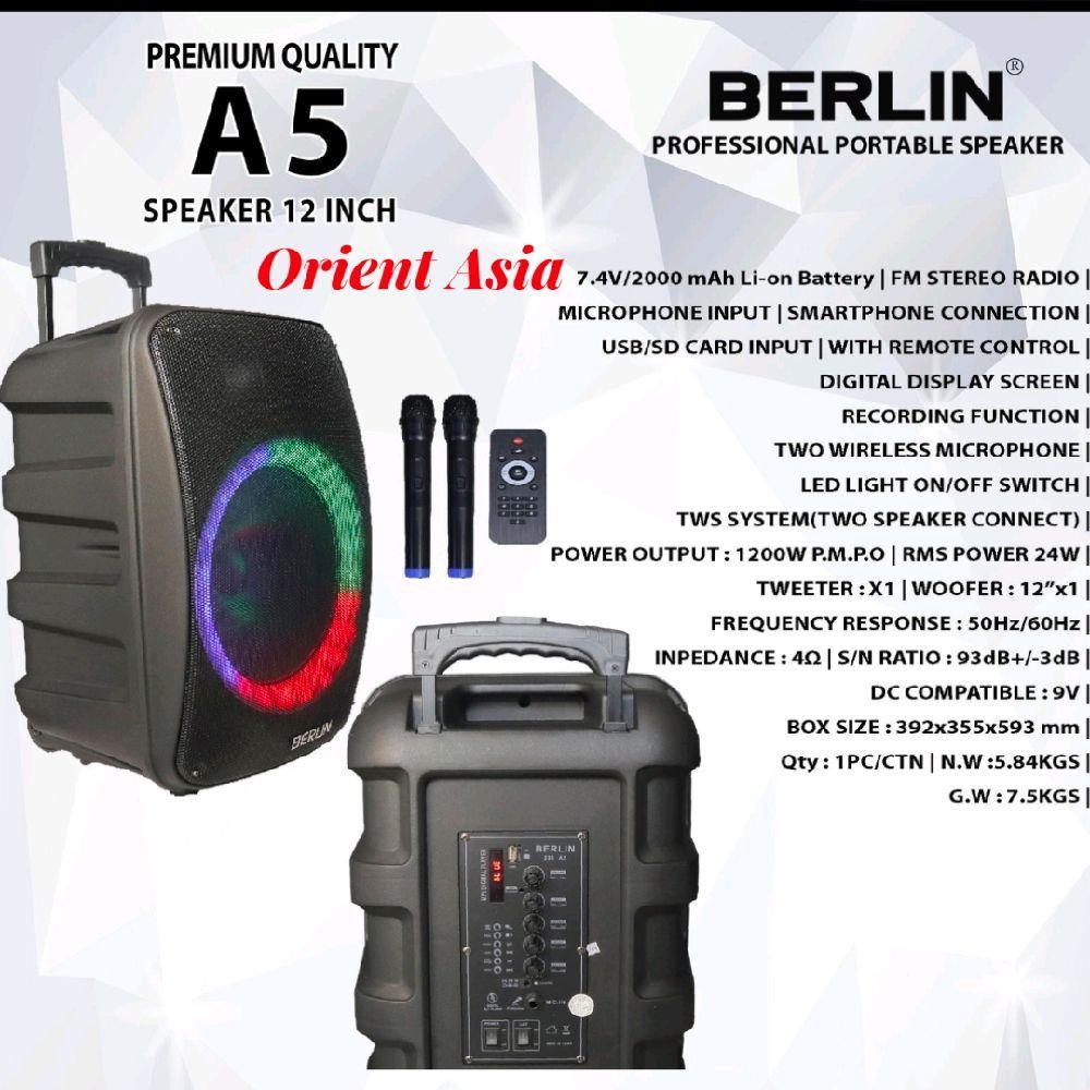 Speaker Portable Profesional BERLIN 12 inch A5 Single Speaker Bass Bluetooth
