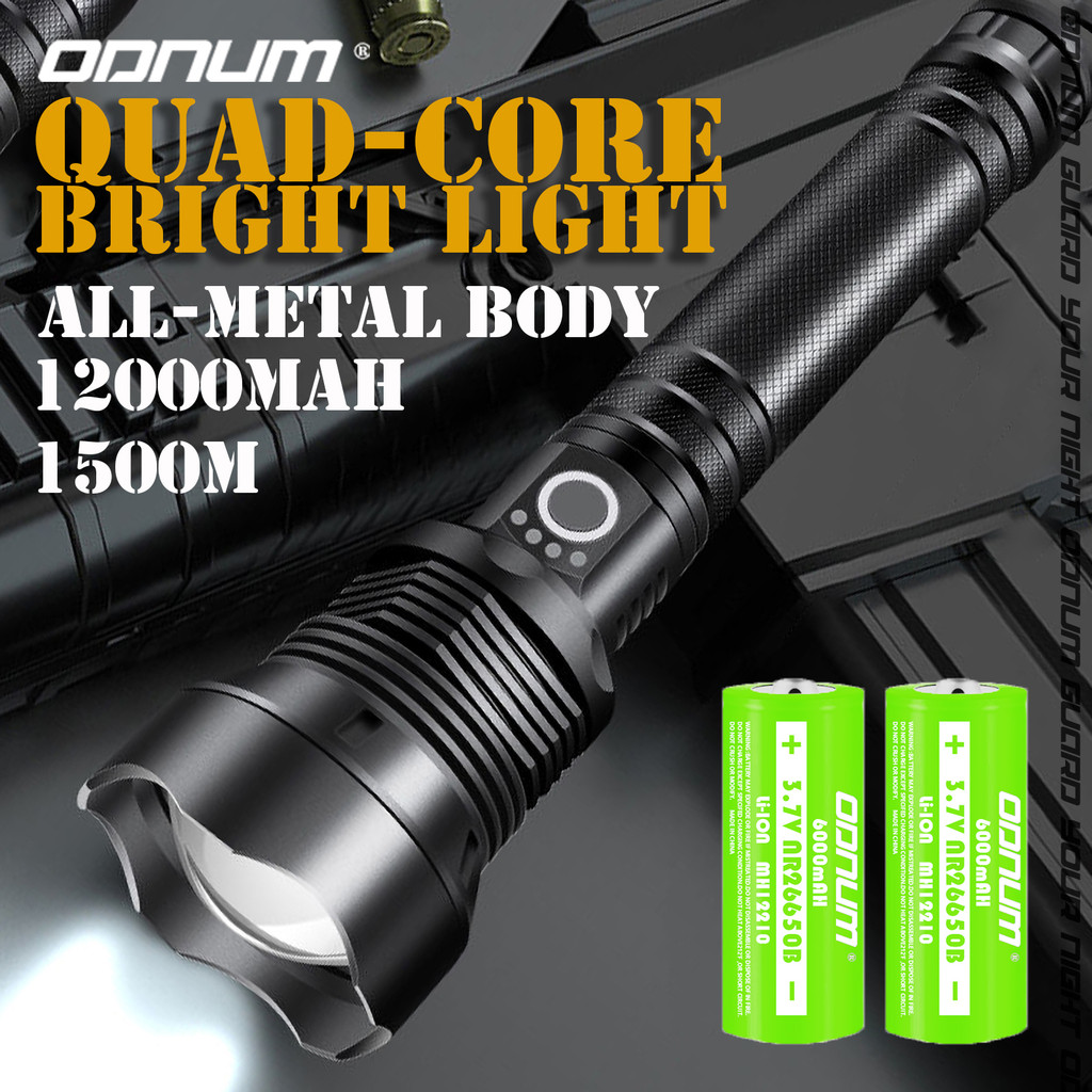 promo spesial ODNUM luar ruangan senter cahaya kuat quad-core P70LED sumbu teleskopik zoom 1500M ira