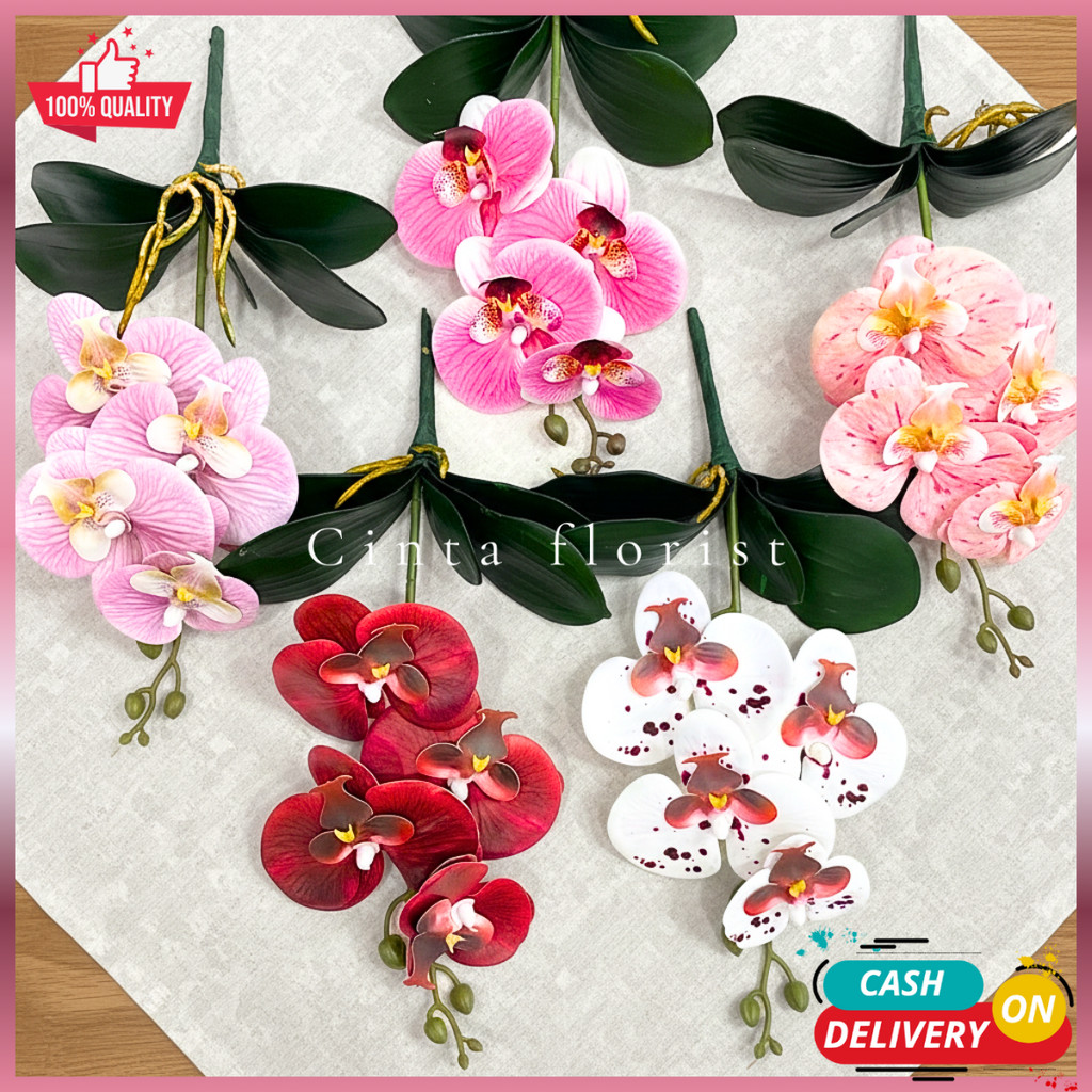 Anggrek Latex Mini & Daun Anggek Premium/Daun Anggrek Bunga Hias Dekorasi/ bunga anggrek (NK-200)