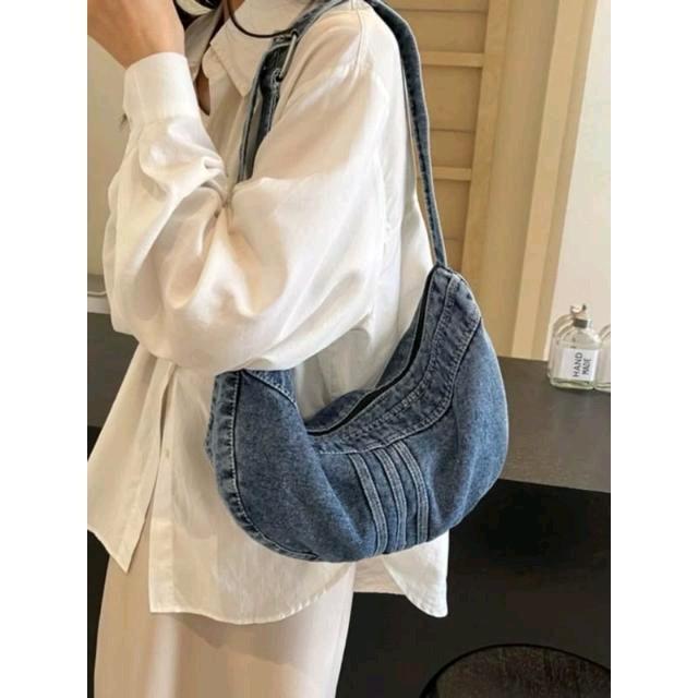 tas bahu denim 3137  tophandle tas wanita terbaru - biru tua