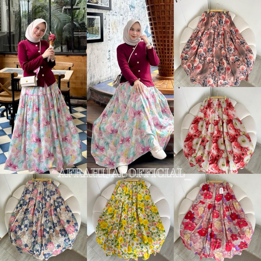 ROK FLORAL MOTIF BUNGA POLKAMOTIF BUNGA KOREAN SKIRT / FLORAL SKIRT / ROK