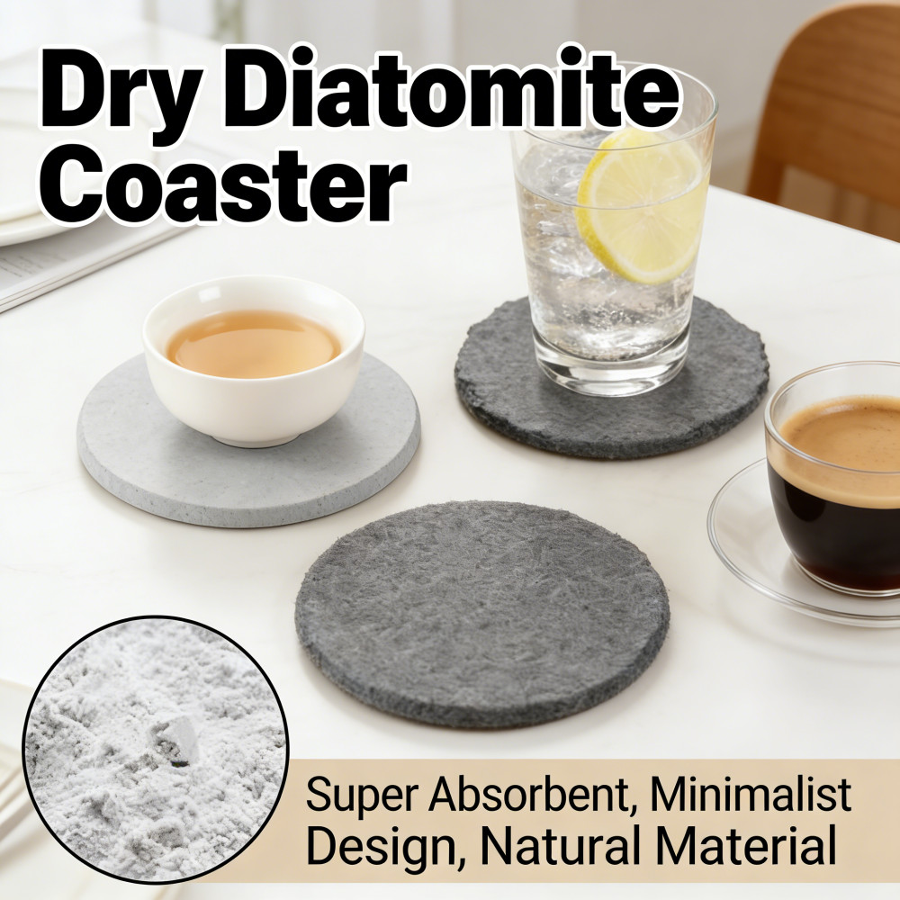 Tatakan Gelas Diatomite / Alas Gelas Serap Air / Dry Diatomite Coaster / Coaster Diatomite