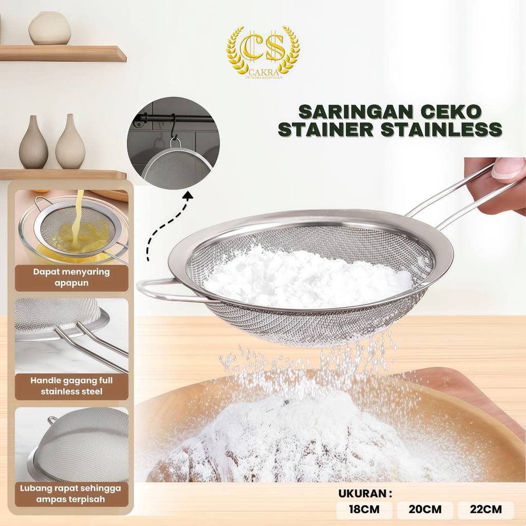 CS Saringan Minyak Tepung Teh Kopi Ceko Stainer Stainless Steel Saringan Teh Saringan Stainless Stee