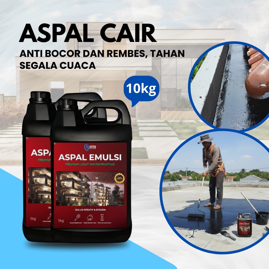 ASPAL CAIR 10KG I Aspal Cair 10KG Waterproof cat pelapis atap rumah anti bocor premium