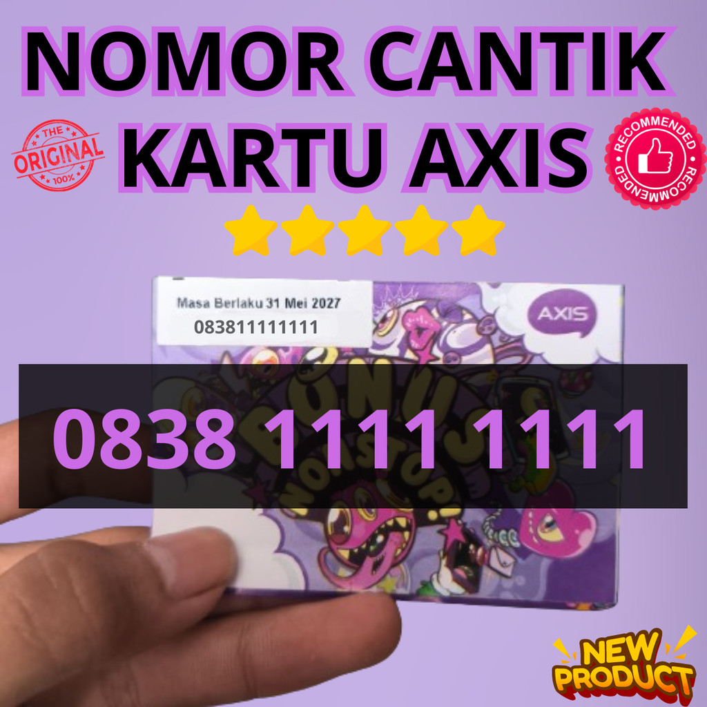 Nomor Cantik Kartu Perdana AXIS Super Cantik Siap Pakai 10 Digit 4444 Support Zona Indonesia