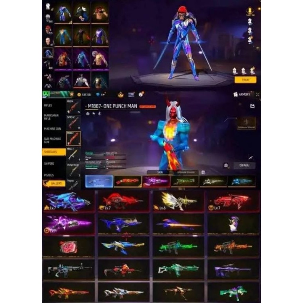 Akun garena fire free sultan full  terbaru terlaris