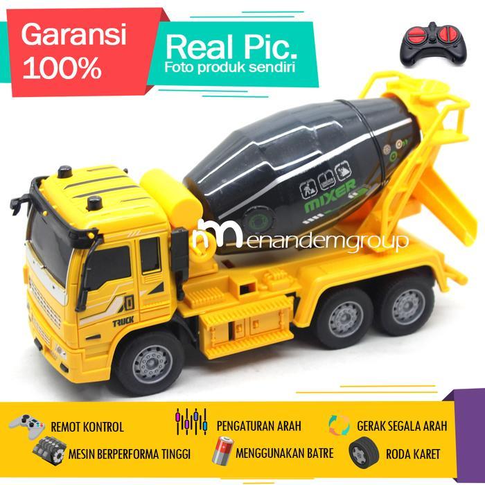 Mainan Mobil Remot Kontrol RC Truk Molen Semen Konstruksi Fuso Mixer Black Edition - Black Edition b