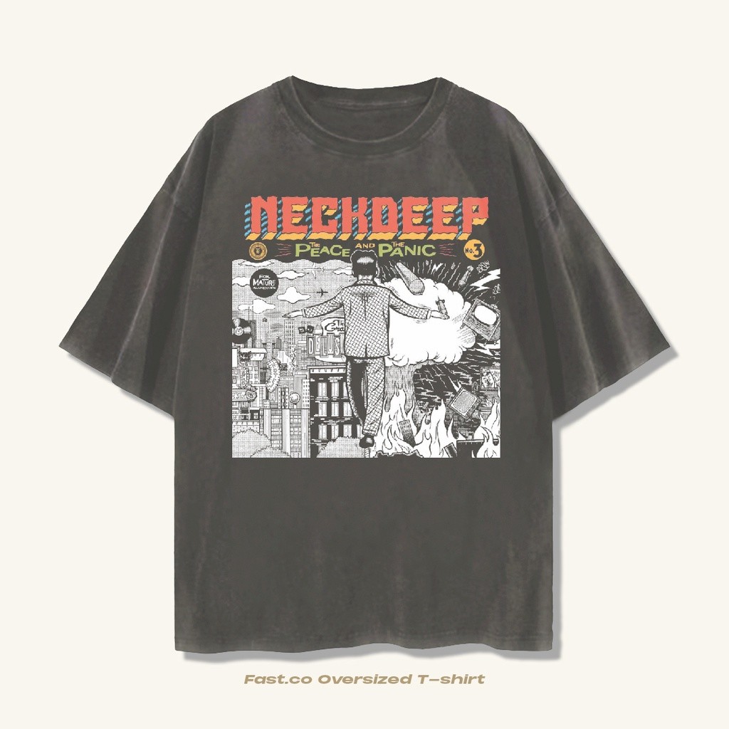 T shirt Neckdeep Peace And Panic Oversize - Kaos Band Neck Deep Oversized