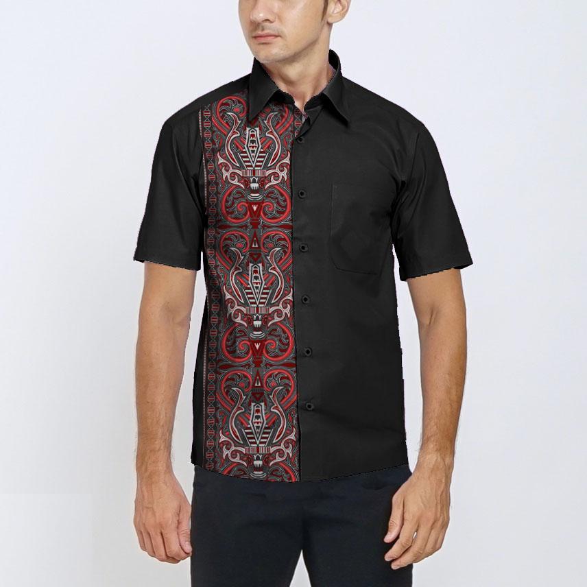 Angelaco | Kemeja Batik Batak | Batik Etnik Lengan Pendek Pria Motif Gorga BG14