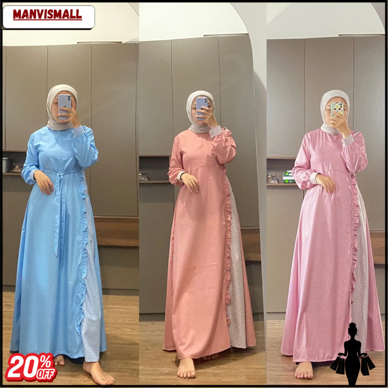 PROMO Gamis Wanita Songket Ruffle Katun Madinah Couple
