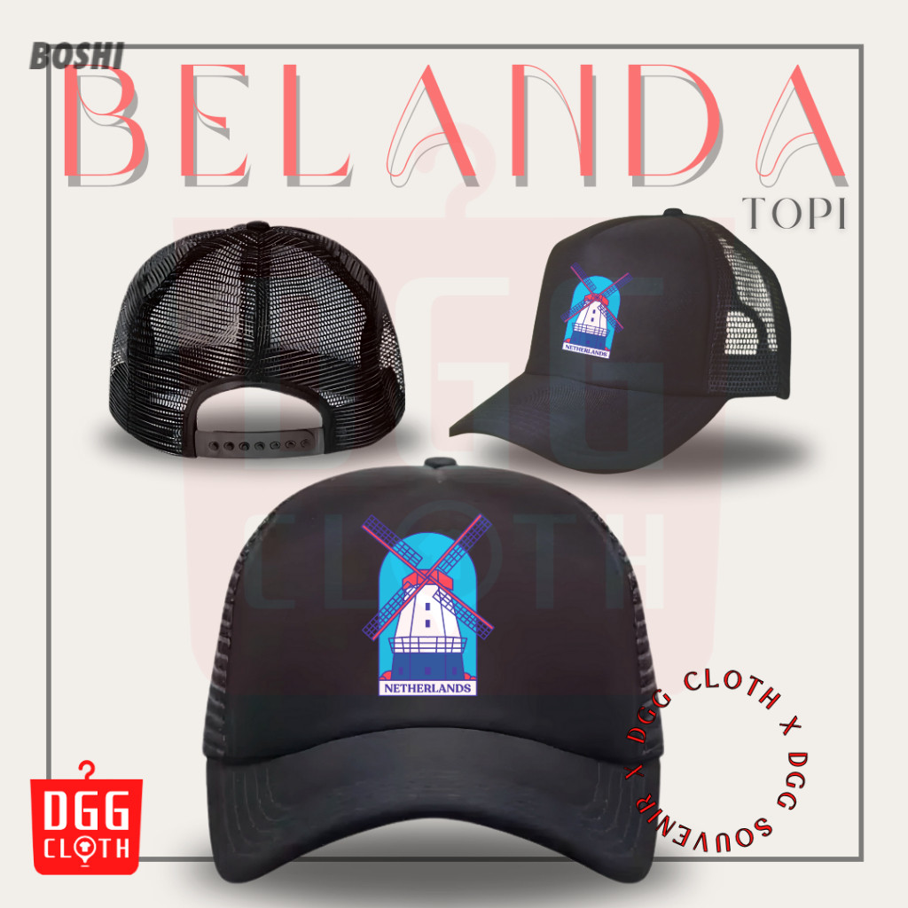 DGGCloth Topi Souvenir Negara Belanda  - Topi Trucker Oleh Oleh Belanda