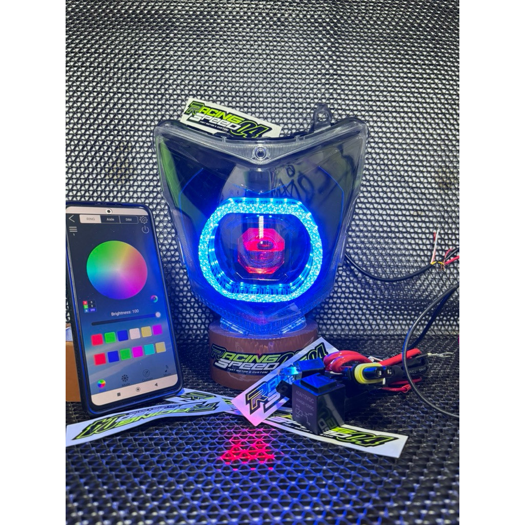Reflektor Lampu Depan Biled Matrix Rgb Uk 4.5 Inch CB 150 R Old Tinggal Pasang lampu biled motor