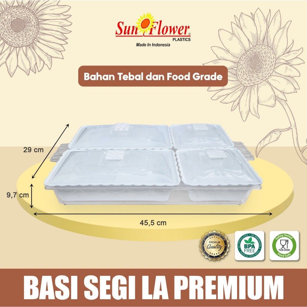 SWS BASI SEGI LA PREMIUM basi Prasmanan /Tempat Prasmanan Set / Wadah Saji Makanan Segi / Nampan Saj