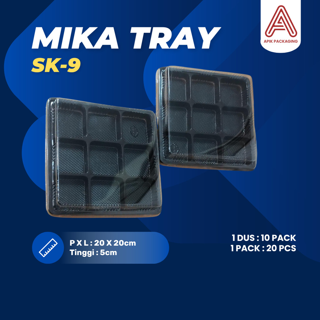 MIKA SNACK / MIKA TRAY SEKAT 9 WARNA HITAM / MIKA KUE / MIKA PUDING / MIKA MAKANAN