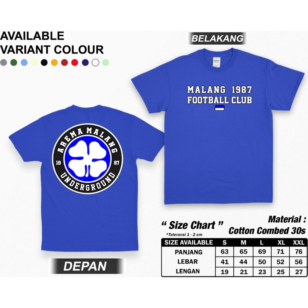 kaos arema malang underground 1987 Baju Suporter AREMA FC MALANG 1987 "FOOTBALL CLUB" Undeground