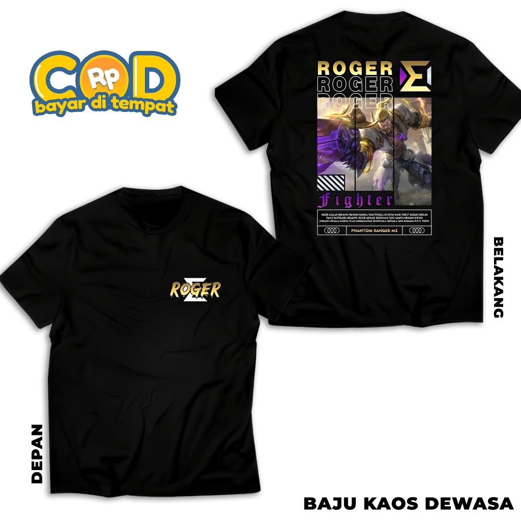 KAOS MOBILE LEGEND ROGER PHANTOM RANGER M3 KAOS ML VIRAL T-SHIRT PRIA DAN WANITA