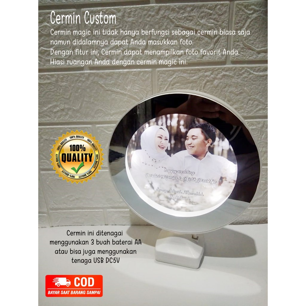 POPULER Kaca Cermin / mirror Bingkai Foto Kaca kado Lampu Minimalis Elektronik Wallpaper Shopee Kado