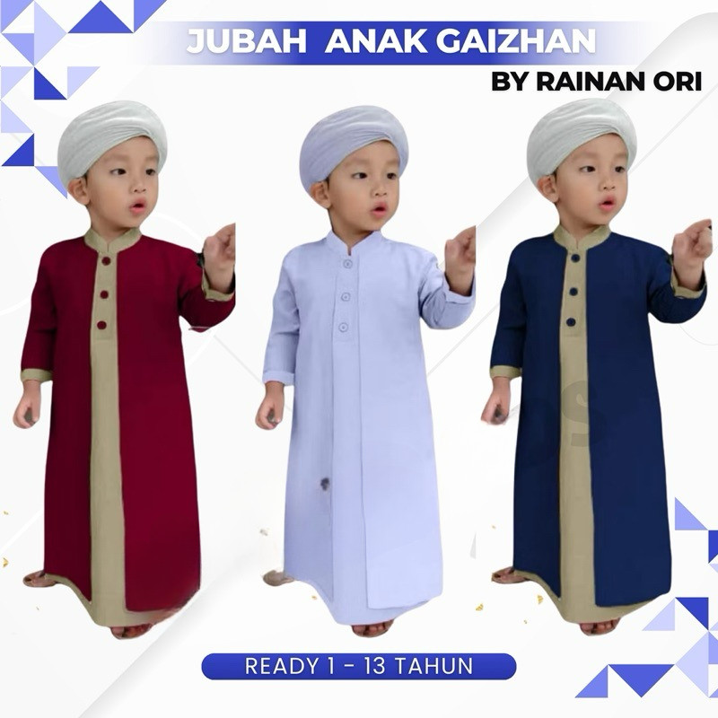 Baju Koko Anak Laki laki Jubah Habib  Anak Baju Gamis Cowo Ghaizan By Rainan Ori
