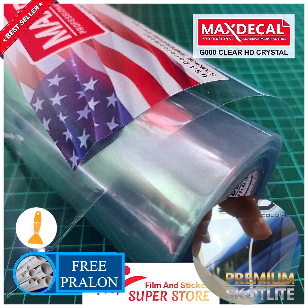 Skotlet Putih Transparan Maxdecal Scotlet White Clear Transparent Stiker Tembus Pandang Bening Stick