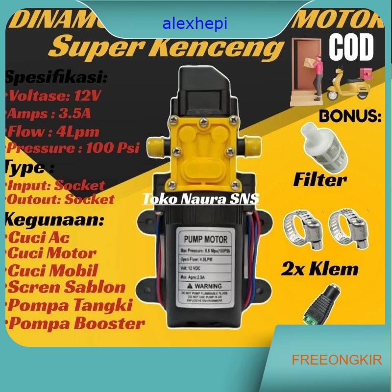 Dinamo Pompa Dc 12v / Pompa Air Dc 100 Psi / Dinamo Pompa Sprayer