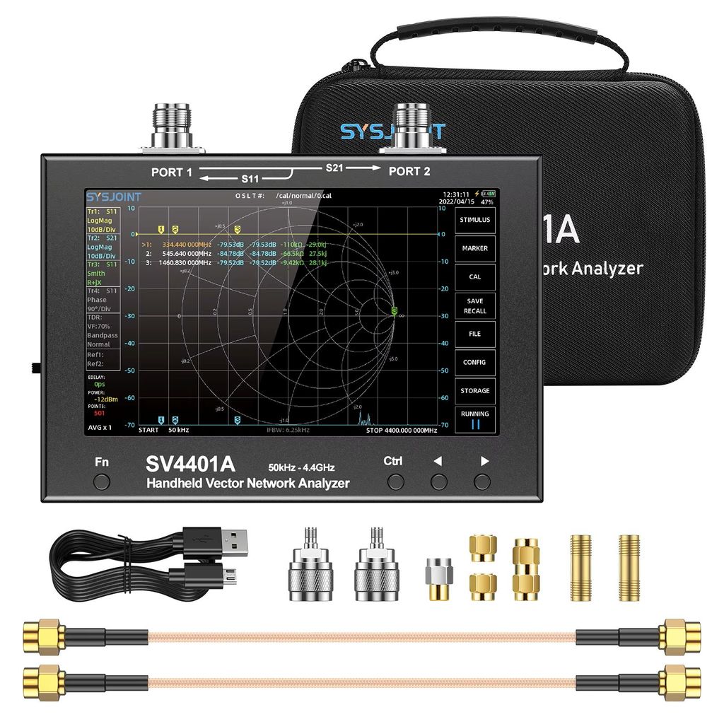 SV4401A 7" Touch LCD 50KHz-4.4GHz NanoVNA VNA Vector Network Antenna Analyzer UHF HF VHF SWR 100db D