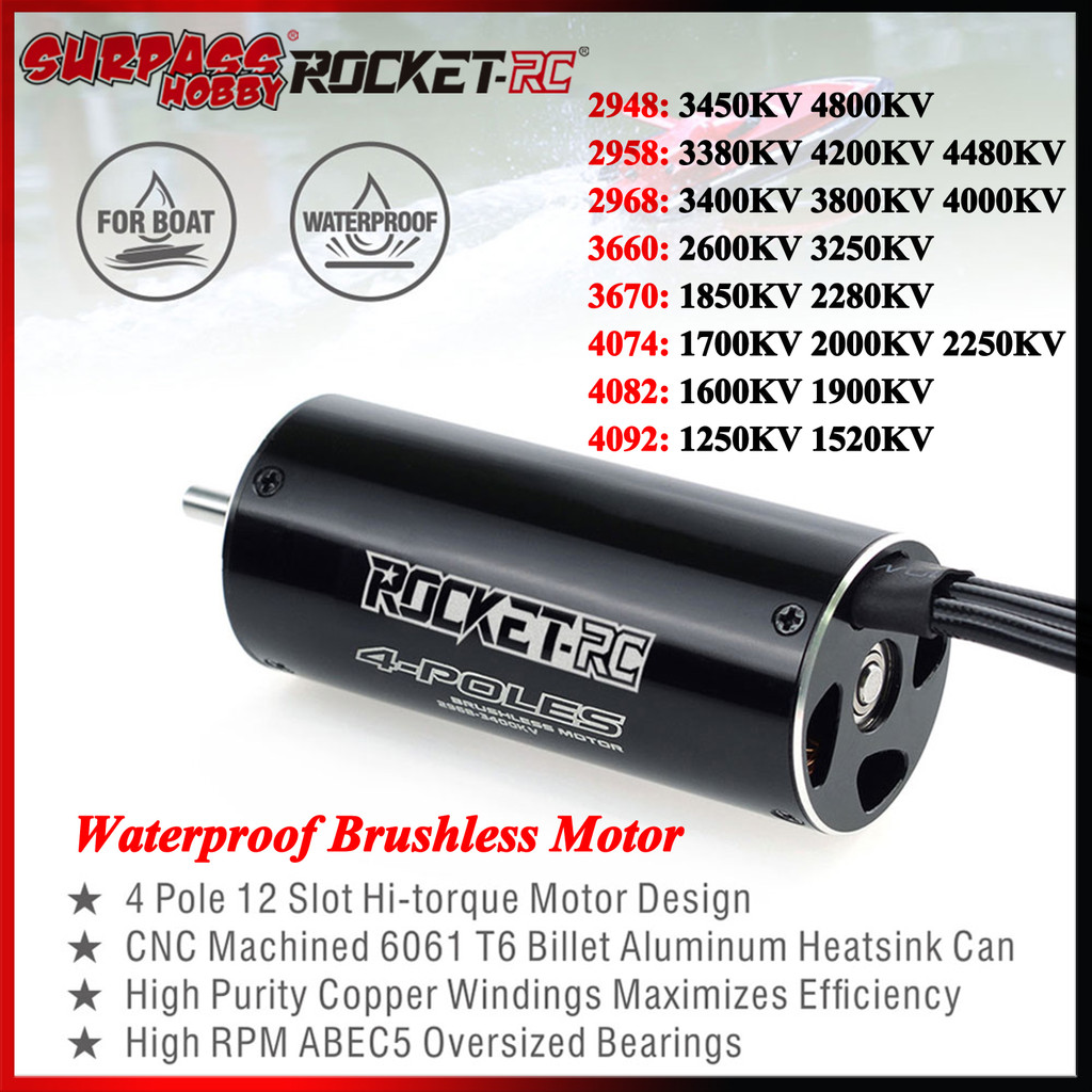 Surpass Hobby Rocket 2948 2958 2968 3660 3670 4074 4082 4092 Brushless Motor for RC Boat Traxxas M41