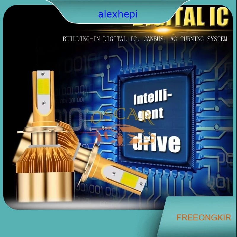 Lampu LED Mobil Headlight 2 pcs Lampu Utama Mobil LED COB Super Bright C6 H4 36W - 3800Lm Hi Lo 2 WA