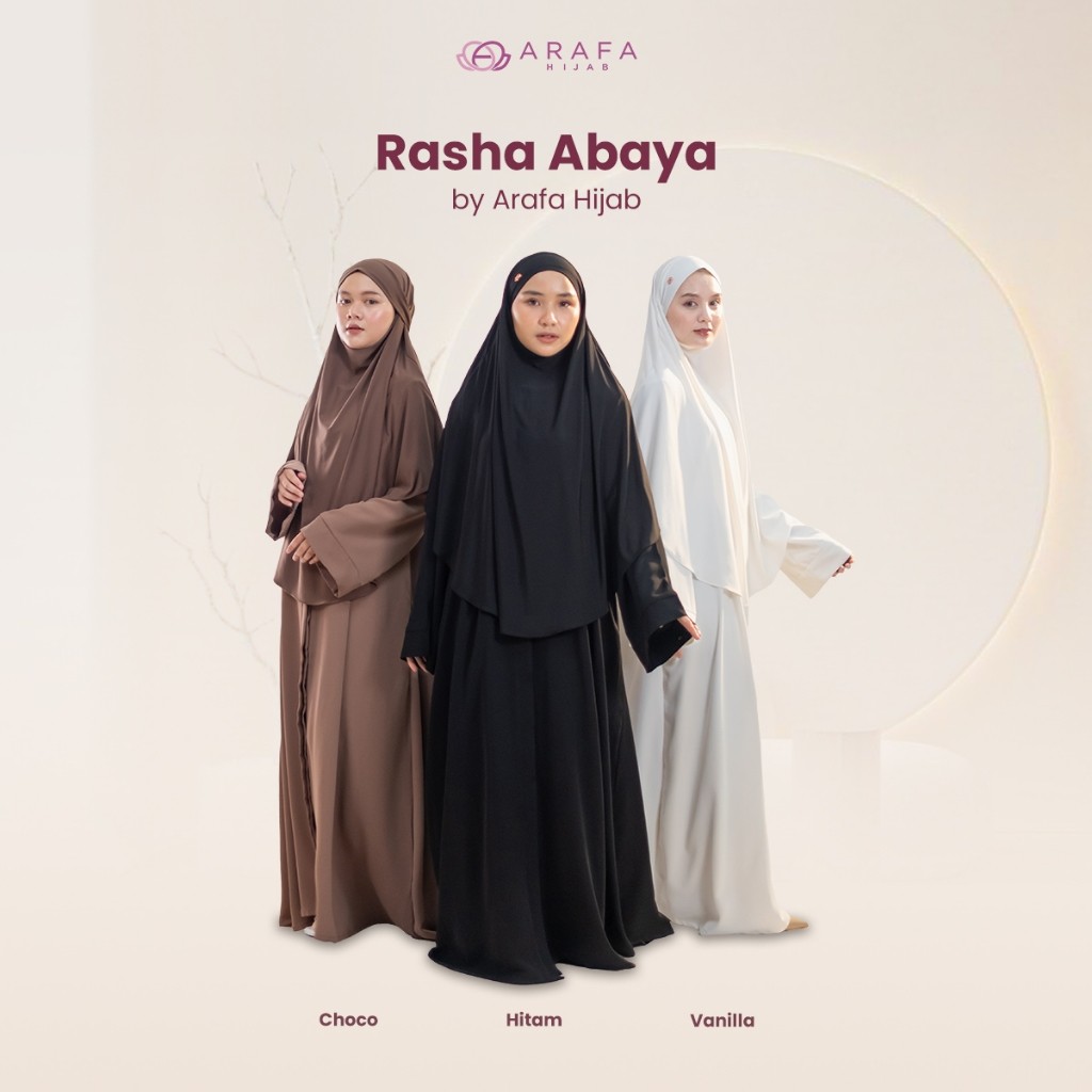 Arafa Hijab - Rasha Abaya | Gamis Umroh Premium Jumbo Mewah Elegan Hitam | Abaya Saudi Putih Exclusi